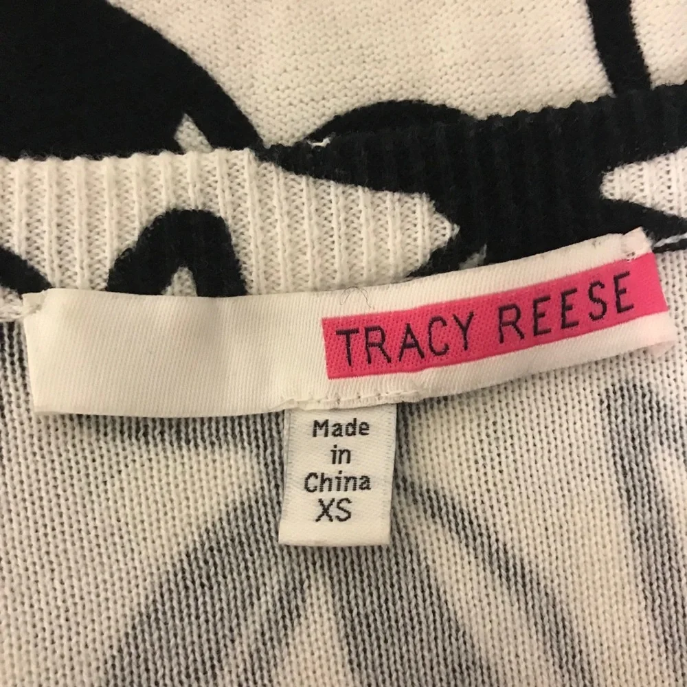 Tracy Reese Cropped Full Zip Floral Black Sweater XS - Picture 5 of 9
